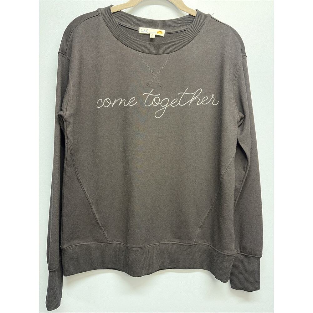 C&C California Black Long Sleeve Knit Sweat Shirt “Come Together” - Size Small